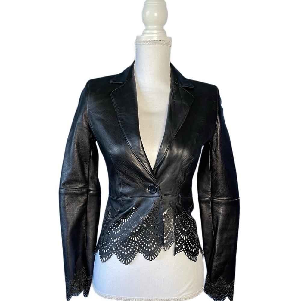 Laundry by Shelli Segal Black Genuine Leather Jacket